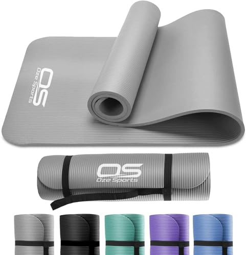 OZE SPORTS Yoga Mat, NBR Foam, Extra Thick, Non-Slip, High Density, Large, for Pilates, Gymnastics, HiiT and Fitness, with Free Carry Strap