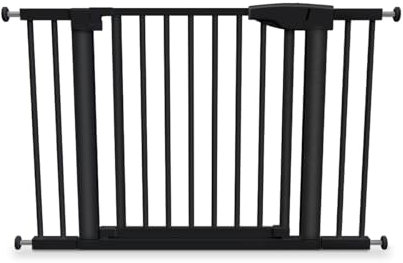 TULANO Guardian 3.0 Black | Treppenschutzgitter | Türschutzgitter | Kindergitter | Hundegitter | 75-110cm | Ohne Bohren | Schwenkbares Türschutzgitter | Beidseitig schwenkbar | Metall | Schwarz