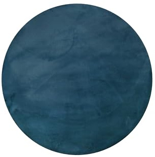 Wecon Home Alice getufteter Hochflorteppich, 100 cm rund, Petrol | moderner, sehr flauschiger Hochflor Teppich perfekt für Wohnzimmer, Schlafzimmer und mehr