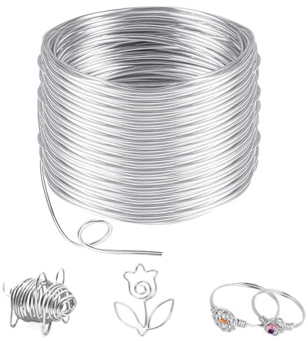 Alambre de Aluminio 2mm, 50m Flexible y Moldeable Alambre Manualidades, Anodizado Aluminio Alambre para Esculturas, Joyas, Modelado de Esqueleto, Abalorios, Hacer Guirnalda y Árbol de Bonsái