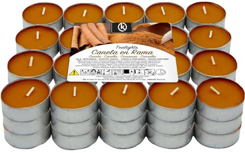 KROWN - Velas de Té Perfumadas, Velas Decorativas Aromáticas (Canela, 60 Velas)