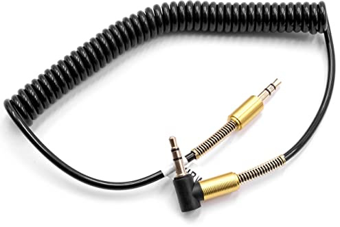 vhbw Stereo Audio Kabel Adapter kompatibel mit Sony MDR-1A, MSR7 Kopfhörer - 3,5 mm auf 3,5 mm Klinkenstecker, Vergoldet, Gewinkelt Gold Schwarz
