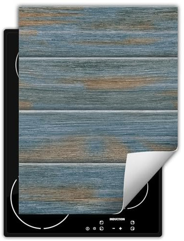 DarHaus Herdabdeckplatte Einteilig Küche Abdeckplatte für Ceranfeld Abdeckung Induktionskochfeld Aufrollbare Matte 40x52 cm, blau - Holz