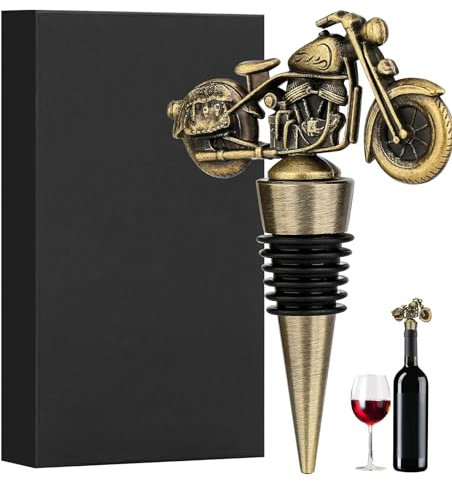 Hengongshen Bouchon Bouteille Vin, Or Bouchon Bouteille Cadeau Fete des Peres Harley Davidson Accessoires, Moto Bouchon Bouteille Joli Cadeau de Vin Anti Goutte Vin