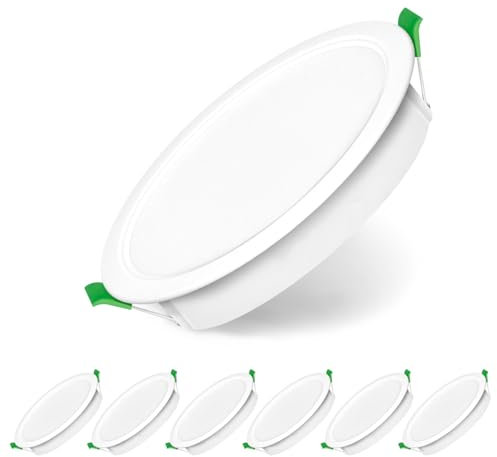 Jaenmsa Led Spots 230V, Einbaustrahler 12W 125-135mm EinbauØ, IP44, Nicht Dimmbar, Deckenspots Flach Kaltweiß 6500K für Badezimmer, Küche, Wohnzimmer, 6er Set