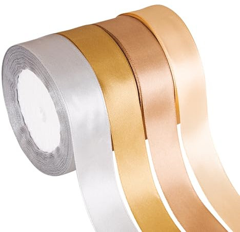Fyshird Geschenkband Gold 25mm*22m Schleifenband Gold Satinband Polyester Bänder zum Basteln Dekoband für Geschenkverpackung Weihnachten Deko Hochzeit Geburtstag DIY s