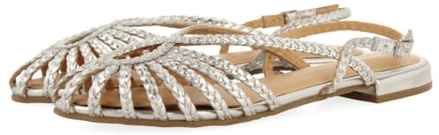GIOSEPPO Mules Pelle Intrecciata Hingham, Argento, 38 EU