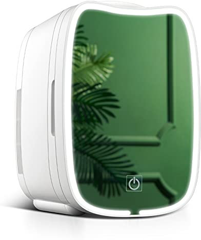 YIHANSS Beauty Fridge, Portable Small Refrigerator/Mini Fridge - 6L with Glass Panel + LED Lights with Hot and Cold Settings for Makeup & Skincare, Home