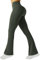 Friptspyg Damen Hose mit Taschen High Waist Yogahose Causal Jogginghose Elastische Sporthose Outfit Weite Bootcut Flared Leggings, Armee Grün S
