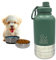 Todo en uno - Termo auténtico Acero - con Plato para Comida y Plato Bebida - Comparte el Agua Fresca - Botella paseo Perros - Bebedero Perro antigoteo portátil - Termo para Agua y Comida. Verde