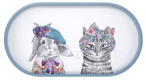 Mikasa x Tipperleyhill Oval Serving Tray, Presentation Tray for Food and Drinks, Stylish Serveware with Animal Print, 38cm Unique Gifting