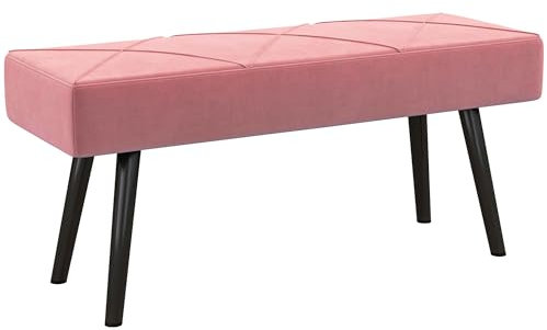 HOMCOM Taburete Pie de Cama Multifuncional, Banco Pie de Cama Moderno, Banco Dormitorio con Asiento Acolchado y Patas de Acero, Carga 120 kg, para Entrada, Pasillo, Salón, 100x36x45 cm, Rosa