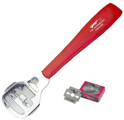 YNR Callus Remover for Feet - Foot File Corn & Callus Remover, Pedicure Tool Includes 10 Replacement Heads, Heel Scrubber & Scraper, Corn Remover for Feet | (Red)