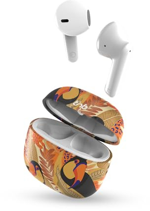 Auricolari wireless - T'nb - Exclusiv' - TOUCAN - Custodia di ricarica inclusa - Bluetooth - Durata della batteria di 12 ore - Giallo/Arancione