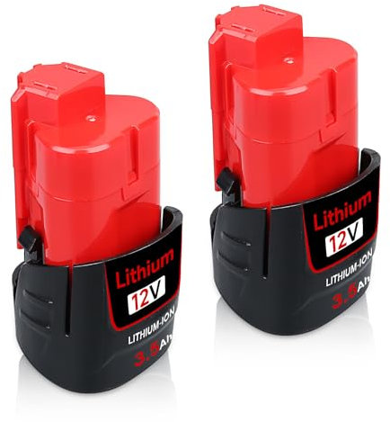 2 Pack 12V 3.5Ah Lithium-ion Battery Replacement for Milwaukee 12V Battery Compatible with Milwaukee Power Tool 48-11-2401 48-11-2402 48-11-2411 48-11-2420 48-11-2460