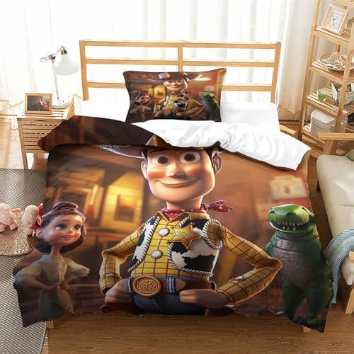 LNDVBEUDK Toy Bettbezug Set Bettwäsche Set Kinderbettwäsche Reißverschluss Mit Kissenbezug Betten Set Für Jugendliche Kinder Schlafzimmer Single(135x200cm)