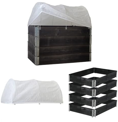 TRUTZHOLM Hochbeet mit Abdeckung 5-teilig Palettenrahmen 120x80x80cm aus Holz stapelbar Garten Balkon