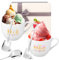 5 Pcs His and Hers Gifts for Anniversary Couple Ice Cream Bowl with Spoon Scoop Set for Wedding Engagement Gifts for Bride and Groom Ceramic Mugs Cup for Birthday Christmas Valentine's Day Mothers Day