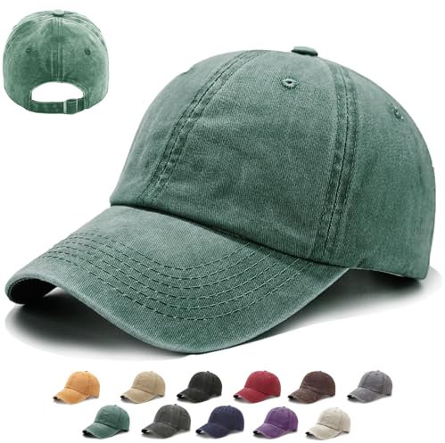 XIEXIESHER Unisex Baseballkappe Damen Herren, 1/2 STK Einheitsgröße, Metallverschluss Verstellbar, 14 Farben, Retro Schildmütze UV Schutz Outdoor Reisen Angeln Camping(Armeegrün)