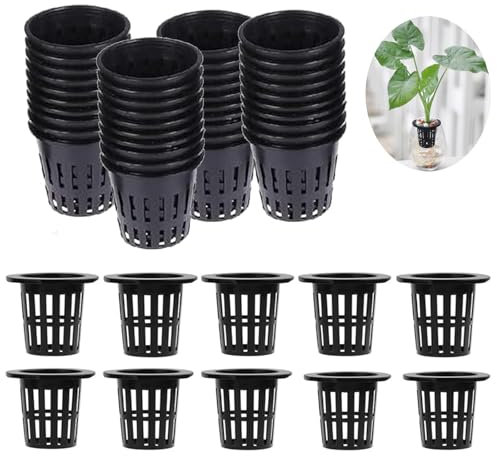 Whcctl 50 Pièces Hydroponie, Panier Plante Aquatique, Pot Hydroponique, Paniers de Plantation, Paniers de Plantation, pour la Culture de Plantes Horticoles, Potagères, etc (Noir)