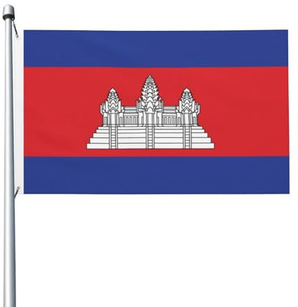 Kambodscha-Flagge, 90 x 152 cm, doppelseitige Flagge, robustes Banner für den Außenbereich und Garten, perfekt für Schlafzimmer und Garten