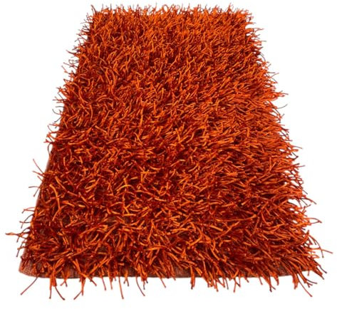 Tex family Tappeto Shaggy Arancio Moderno - Pelo Lungo 6 cm - Antiscivolo, 12 Misure - Annodato a Mano, Morbido e Resistente - Cm. 200x200