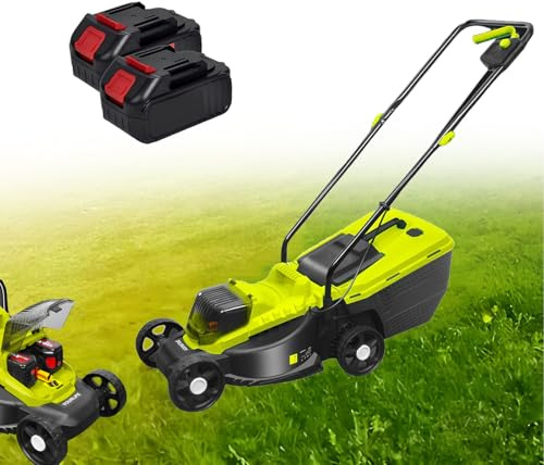 HEIHEIZI Tondeuse électrique 1600W pour Jardins,Tondeuse Autotractée sans Fil avec Réglage de Hauteur de Coupe (3 Positions),Scarificateur pour Pelouses et Jardins,Autonomie de 45 Minutes,2 Batteries