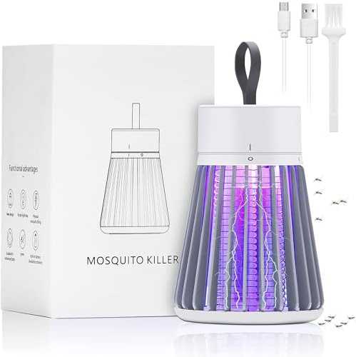 YwuLy Insektenvernichter Elektrisch, Mückenfalle Mückenlampe Akku | Fliegenfalle Elektrisch USB, Elektrischer Insektenlampe Innen/Außen/Schlafzimmer, Insektenfalle Moskito Killer (Weiß)