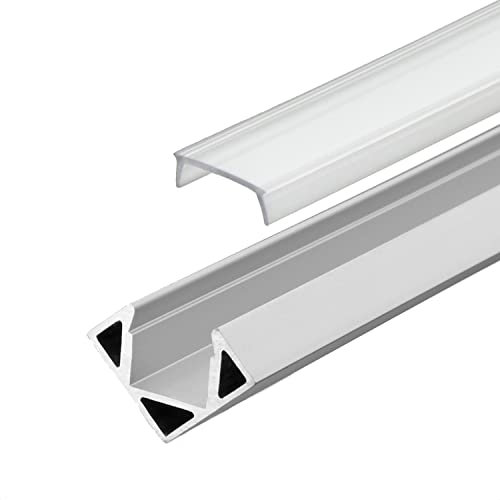 INNOVATE 2m Aluminiumprofil - Alu V-Profil - Eckprofil für LED Stripes/Streifen - LED Leiste - ALukanal - LED Schiene (Eckprofil Alu 11mm - Abdeckung klar)