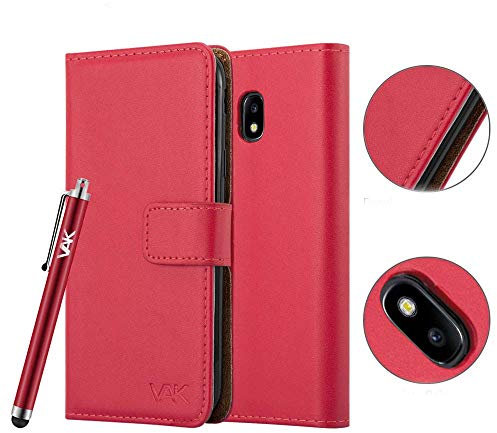 For Samsung Galaxy J3 Phone Case (2017 Version) Luxury Leather Magnetic Wallet Card Holder Flip Stand View Protective Cover For Galaxy J3 2017 (Red)