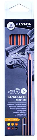 LYRA Graduate Graphite Pencils 6 Pieces Artistic Set | Assorted Grades, Technical & Artistic Drawing, For Art Students & Schools