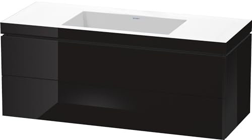 Duravit Duravit Waschtischunterbau L-CUBE mit Waschtisch Vero Air, 500 x 1200 x 480 mm ohne Hahnloch schwarz hochglanz