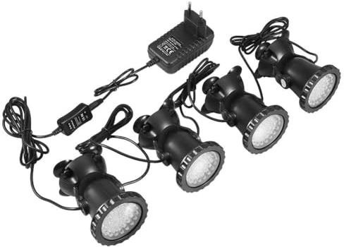 Unterwasserbeleuchtung Unterwasserleuchte Strahler Aquarium Licht Wasserdichtes IP 68 LED Unterwasser Strahler mit Fernbedienung für Wasser Garten Teich Fisch Tank(mit 4 Strahler)