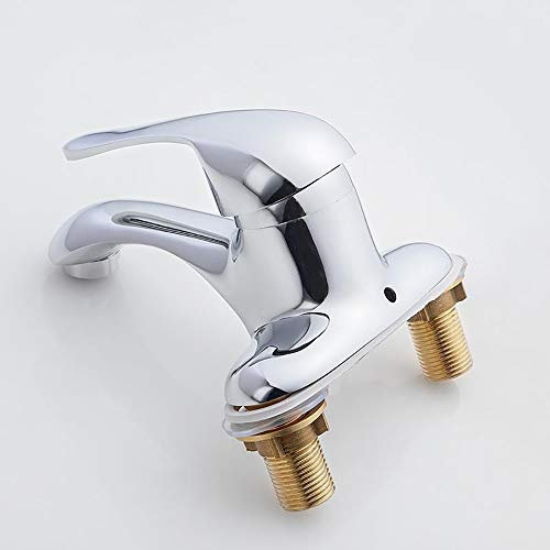 YLXD Kitchen Sink Taps, Chrome 2 Hole Kitchen Tap Hot Cold Brass Dual Twin Handles Deck Mounted Basin Mixer Faucet