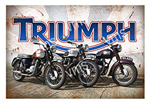 Vintage Metal Sign TRIUMPH 3 CLASSICS 18X12 Home Decor Inside Outside Bar Kitchen Pub Decorative Plaques