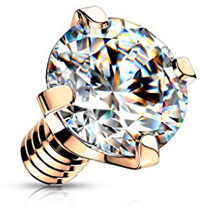 Paula & Fritz® Aufsatz-Dermal Anchor 4 mm Zirkonia Rose/klar 316L Chirurgenstahl 1,6 mm Gewinde Haut-Anker Skin Diver Implantat Kugel