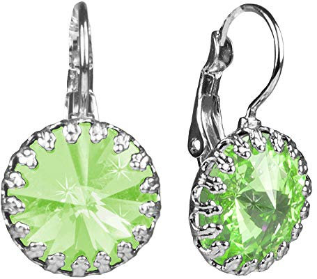 LUISIA Ohrringe Vivana mit eingefasstem großen Swarovski Stein - Hellgrün