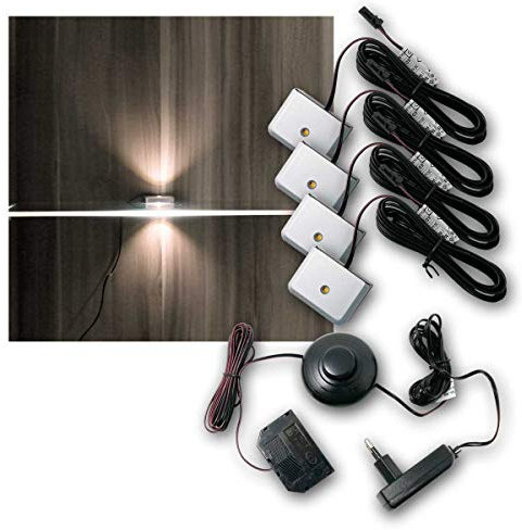 world-trading-net - LED Glasbodenbeleuchtung Clip-3D, Silber, Leuchtfarbe kaltweiß, inklusive Netzteil