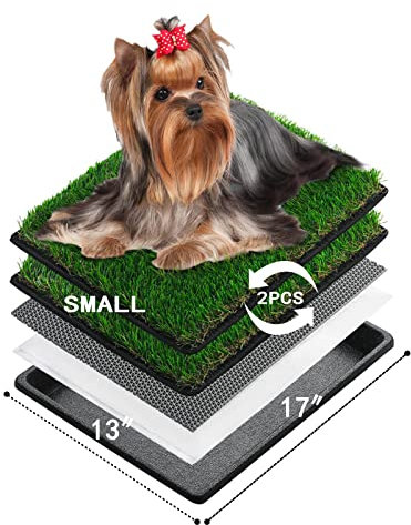 MEEXPAWS Tapis Pipi pour Chien - Toilettes avec Bac à Litière en Gazon Artificiel | Plateau de Pot pour Petit Chien | 43 × 33 cm | 2 × Coussinets de Gazon Artificiel Robuste