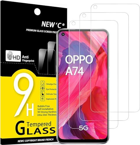 NEW'C 3 Stück für Oppo A54 5G, Oppo A74 5G für Panzerglas, Frei von Kratzern, 9H Härte, HD Displayschutzfolie, 0.33mm Ultra-klar, Ultrabeständig