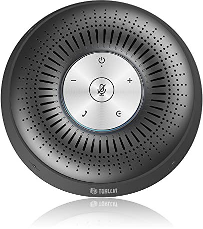 TOALLIN Speaker phone, Conference Speaker with 4 Microphones, 360º Voice Pick-up, Bluetooth&USB Portable Conference Speaker and Microphone for Home Office