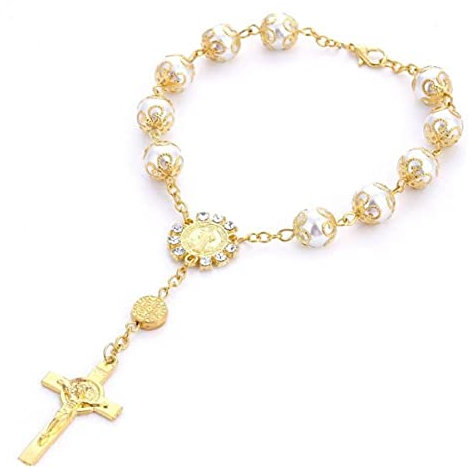 Onsinic 1pc Wulstige Armband Rosenkranz Armband Glasperlen-Jesus St. Icons Religiöses Zentrum Schmuck Geschenk
