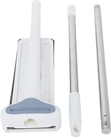 BORDSTRACT Mocio Lavapavimenti Professionale in Microfibra, Sistema di Pulizia con Piastra Rotante a 360° e Manico in Acciaio Inossidabile, Mop Piatto per Uso Umido e Asciutto