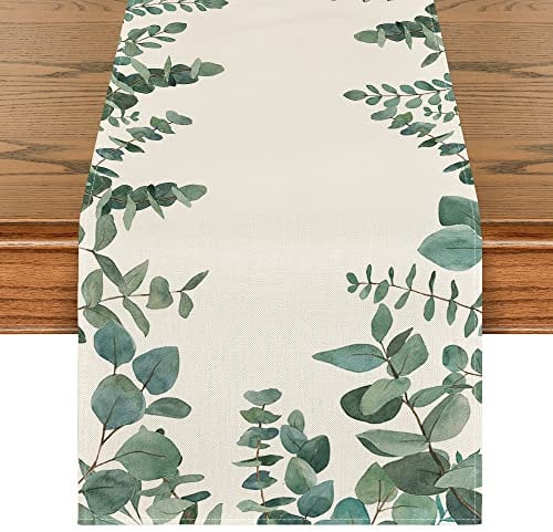Artoid Mode Eukalyptus Sommer Tischläufer, Frühling Küche Esstisch Dekoration für drinnen und draußen Urlaub Party Wohnzimmer Dekor 40 x 140 cm
