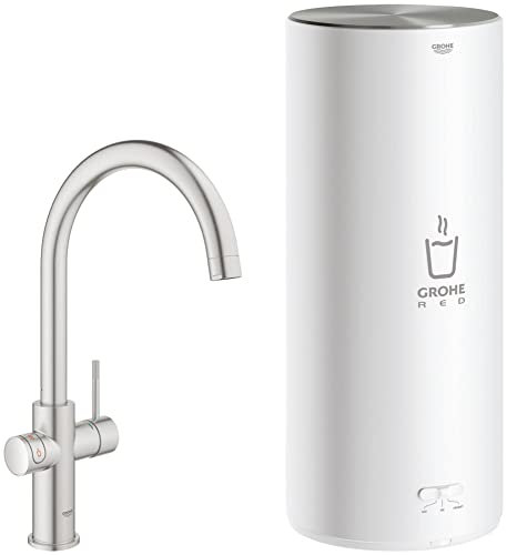 Grohe Red Kochwasserhahn mit C-Auslauf und Kombi-Warmwasserbereiter Supersteel