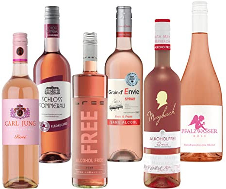 XXL-Drinks Alkoholfreies Rosé Paket - 6 Roséweine ohne Alkohol - Roseweinpaket Alcohol Free 6x0,75l - z.B. Carl Jung, Pfalzwasser Vinade, Schloss Sommerau, Bree Free, Grain d´Envie, Maybach