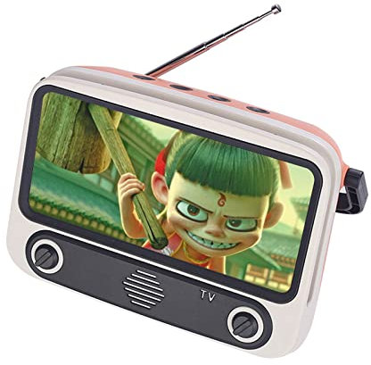 ZXNQ Mini Retro TV FM Radio Portable Phone Holder Home Theatre Party Music Player Bluetooth 5.0 Loudspeakers,Pink