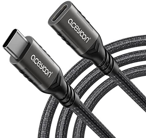 aceyoon 240W USB C Extension Cable, 20Gbps USB 3.2 GEN 2 Type C Extension Lead QC 3.0 Fast Charge PD 48V 5A USB C Male to Female Compatible with MacBook Pad Pro Air Galaxy S23 S22 Ultra (1M)