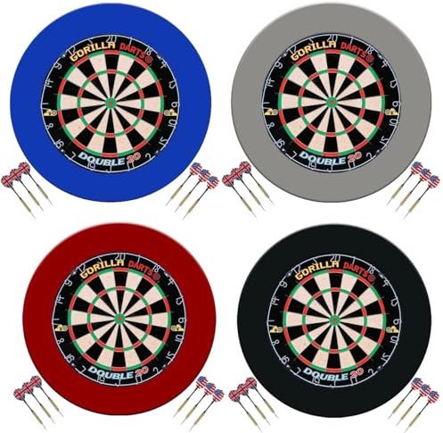 Gorilla Darts Double 20 & PU Dartboard Surround Plain Set + Free Darts