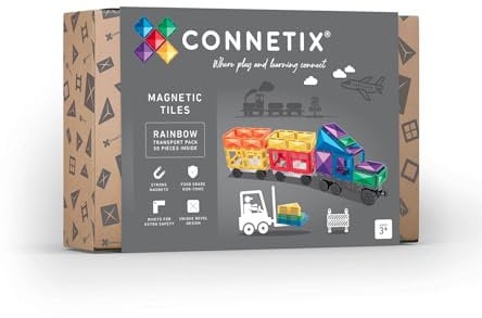CONNETIX Magnetische Fliesen Regenbogen Transportieren Packen, 50 Stück